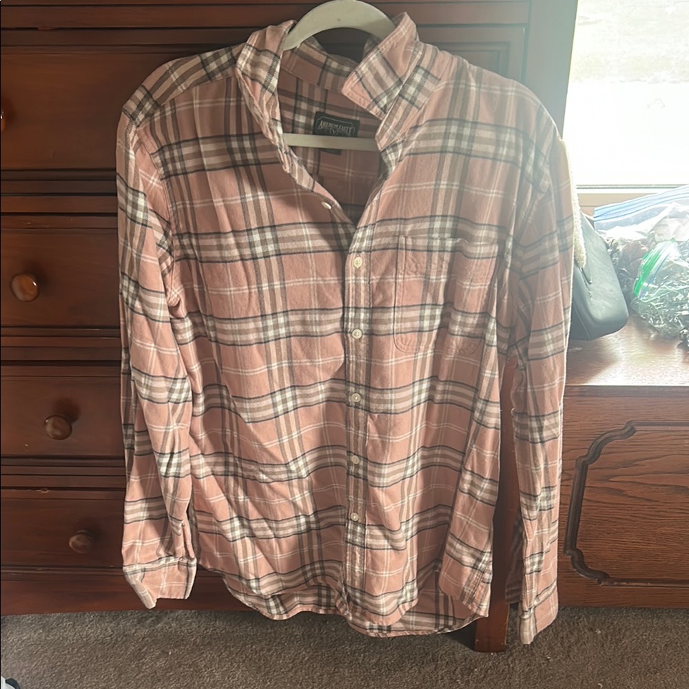 Pink Plaid Button-Up Shirt